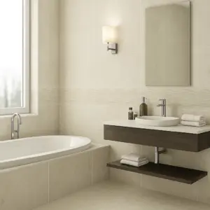 Coraline beige veggflis 30x60 cm – elegant lys beige flis til bad og stue med moderne overflate