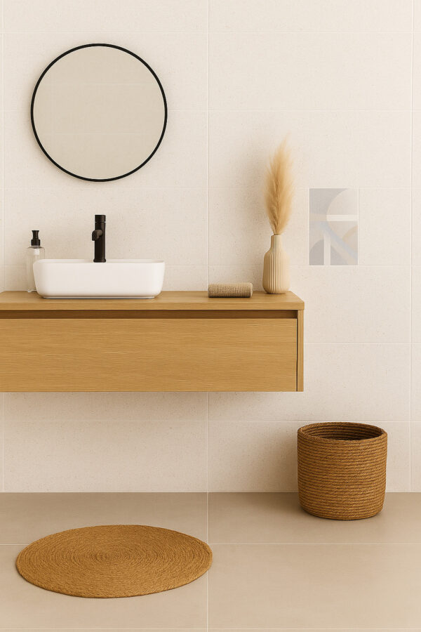 Fliser Emily Crema 30×60 cm – beige veggflis til bad, moderne rektifiserte baderomsfliser, kjøp hos Fliskupp.no i Etne, Norge