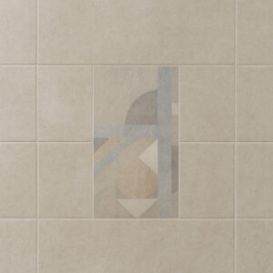 Porta Soft Grey Decor 25×40 cm – beige dekorflis med mønster, moderne veggflis til bad, kjøp hos Fliskupp.no i Etne, Norge