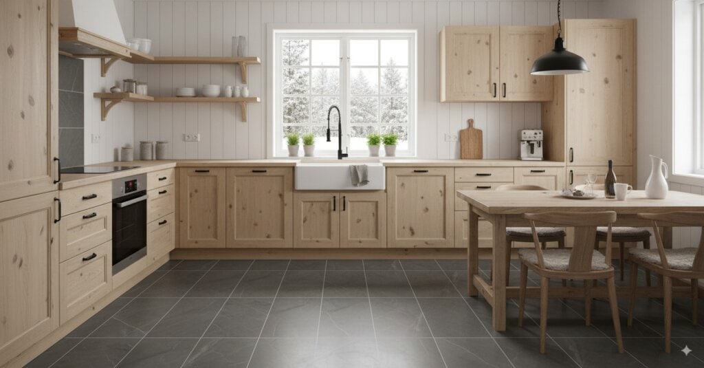 Gulv- og veggflis Pure Antracite 31x62 cm – mørkegrå fliser i naturstein-look til kjøkken, stue og gang