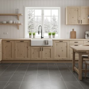 Gulv- og veggflis Pure Antracite 31x62 cm – mørkegrå fliser i naturstein-look til kjøkken, stue og gang