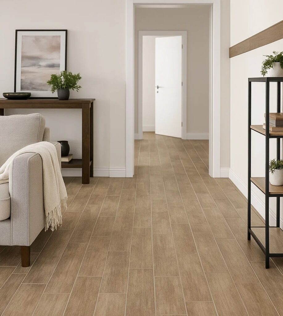 Trophy brun gulvflis 20x60 cm – naturtro brun tre-look keramisk flis til gang, stue og kjøkken