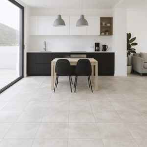 Gulv- og veggflis Volpe Grå matt 40x40 cm – lysegrå porselensfliser som gir rommet en lysere og romsligere følelse